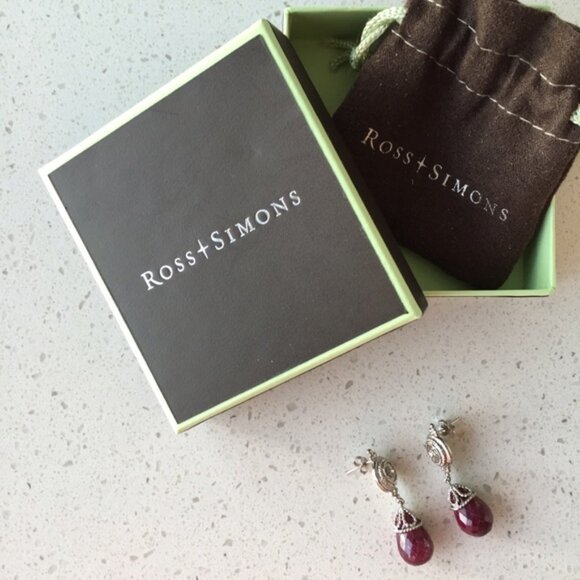 ruby /diamond silver earring - Picture 3 of 4